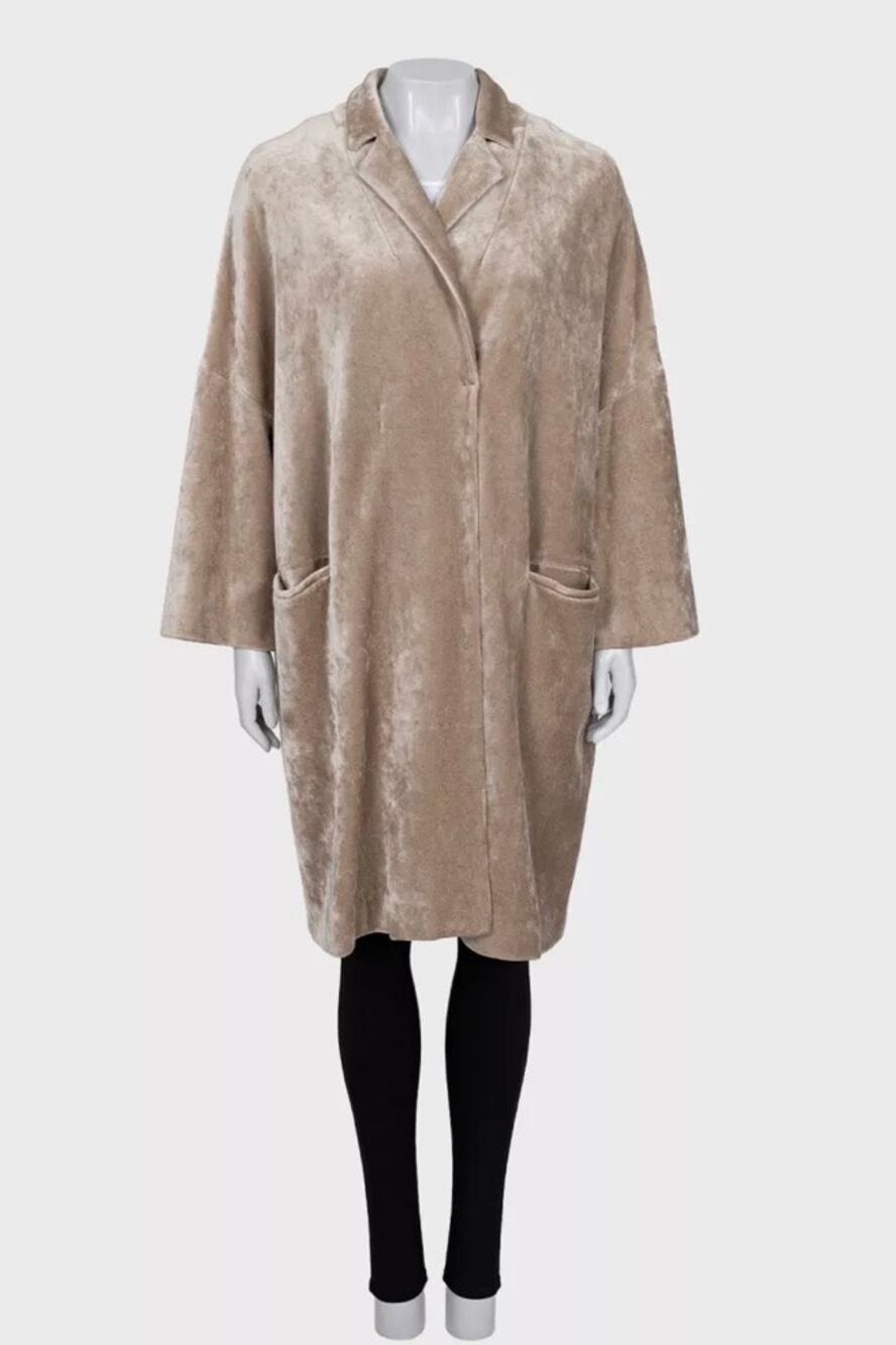 Brunello Cucinelli Beige Velvet Snap Cardigan - IT 42/M